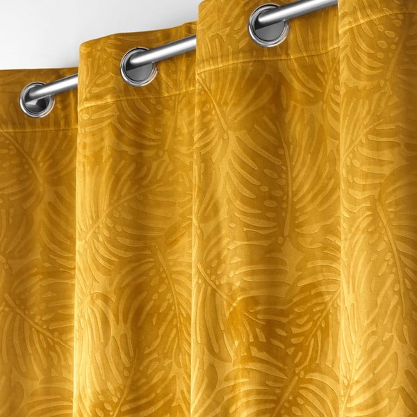 Žlutý sametový závěs 140x240 cm Analia – douceur d'intérieur-image-1