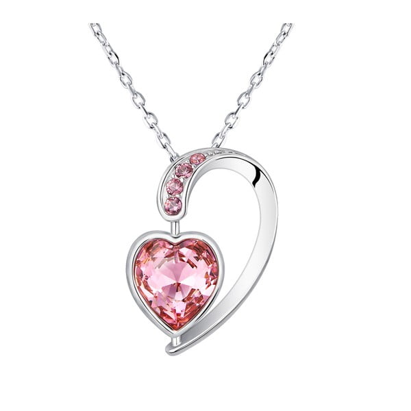 Náhrdelník s růžovými krystaly Swarovski Elements Crystals Heart Drop