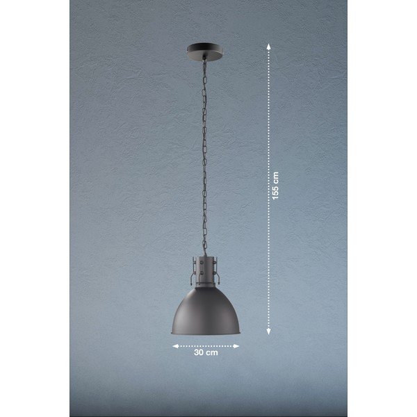 Černé závěsné svítidlo s kovovým stínidlem ø 30 cm London – Fischer & Honsel-image-1