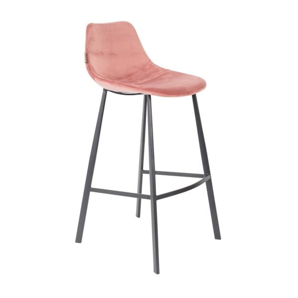 Sada 2 růžových barových židlí se sametovým potahem Dutchbone, výška 106 cm