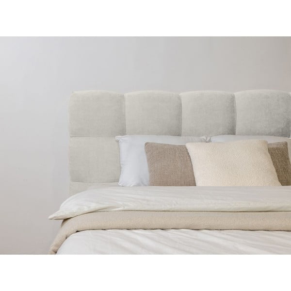 Světle šedá čalouněná dvoulůžková postel s roštem 160x200 cm Kumo – Bobochic Paris-image-4