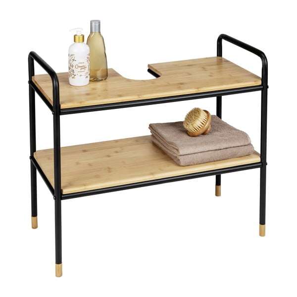 Černá/přírodní bambusová skříňka pod umyvadlo 70x60 cm Loft – Wenko-image-3
