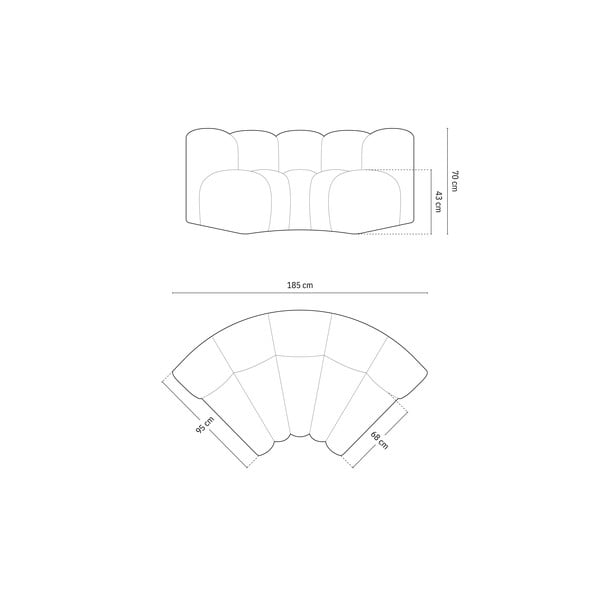 Krémový žinylkový modul pohovky (variabilní roh) Lupine – Micadoni -image-4