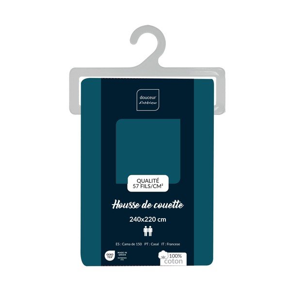 Bavlněný povlak na peřinu na dvoulůžko/prodloužený v petrolejové barvě 240x220 cm Lina – douceur d'intérieur-image-2