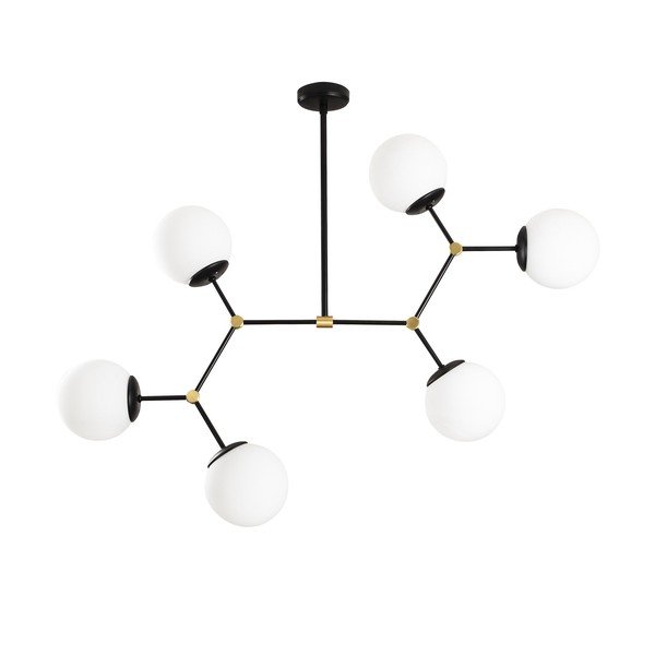 Černobílé závěsné svítidlo se skleněným stínidlem Damar – Opviq lights-image-2