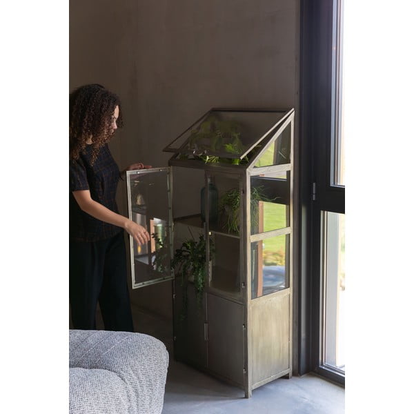 Šedá kovová vitrína 64x151x35 cm Monviso – Dutchbone-image-1