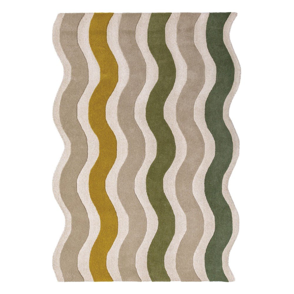 Zelený/v přírodní barvě ručně tkaný vlněný koberec 140x200 cm Cascade Wool – Flair Rugs