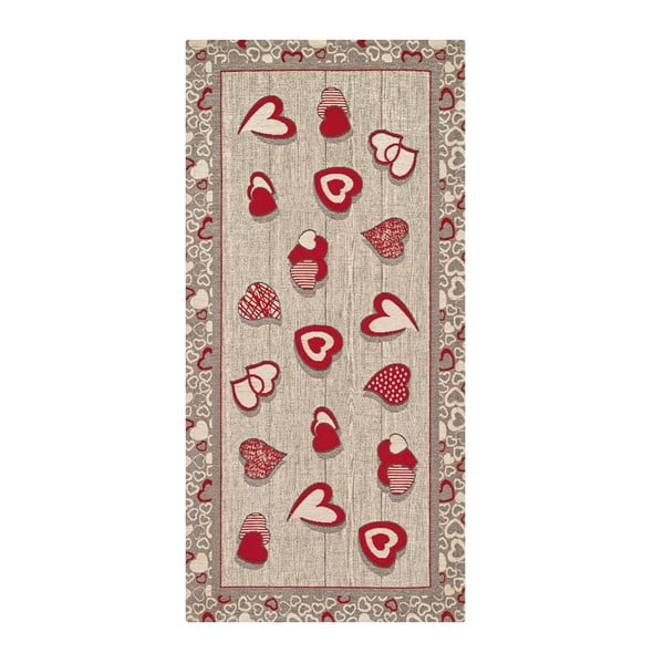 Vysoce odolný kuchyňský koberec Webtappeti Lovely Rosso, 55 x 190 cm