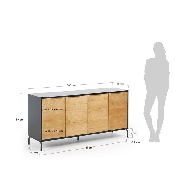 Černo-hnědá komoda Kave Home SAVOI, 165 x 80 cm-image-4