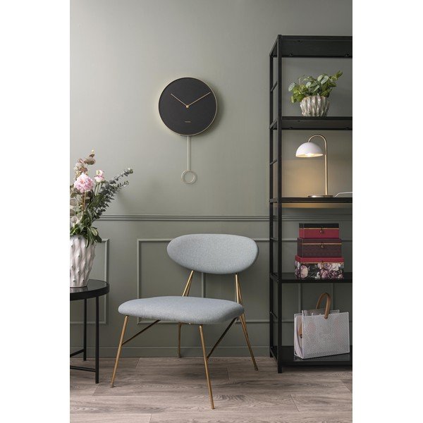 Černé nástěnné kyvadlové hodiny Karlsson Pendulum, ø 34 cm-image-1