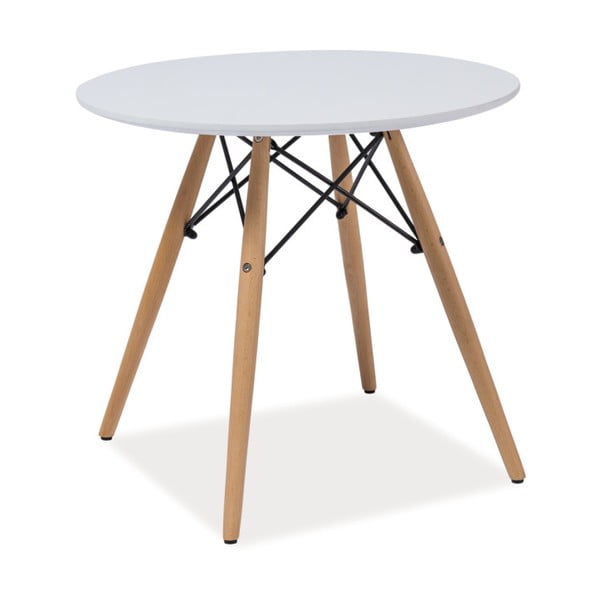Bílý kulatý stůl s nohama z kaučukového dřeva Signal Soho, ⌀ 90 cm