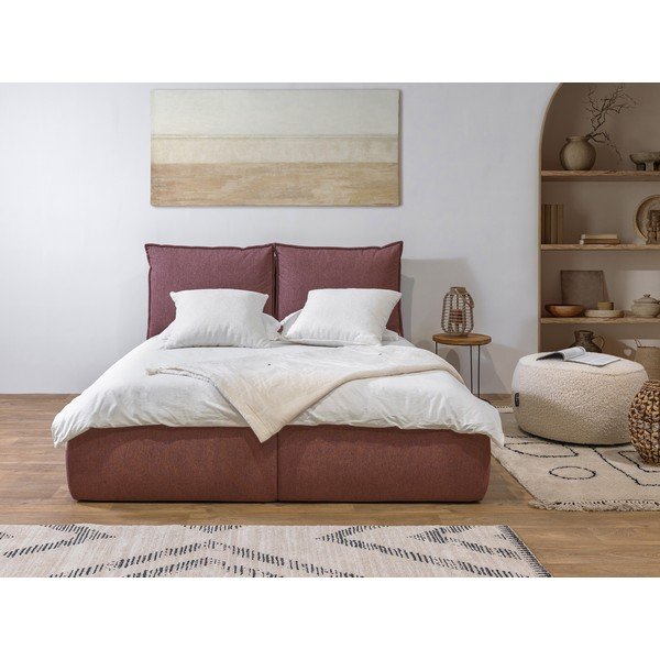 Růžová čalouněná dvoulůžková postel s úložným prostorem a roštem 160x200 cm Garance – Bobochic Paris-image-1