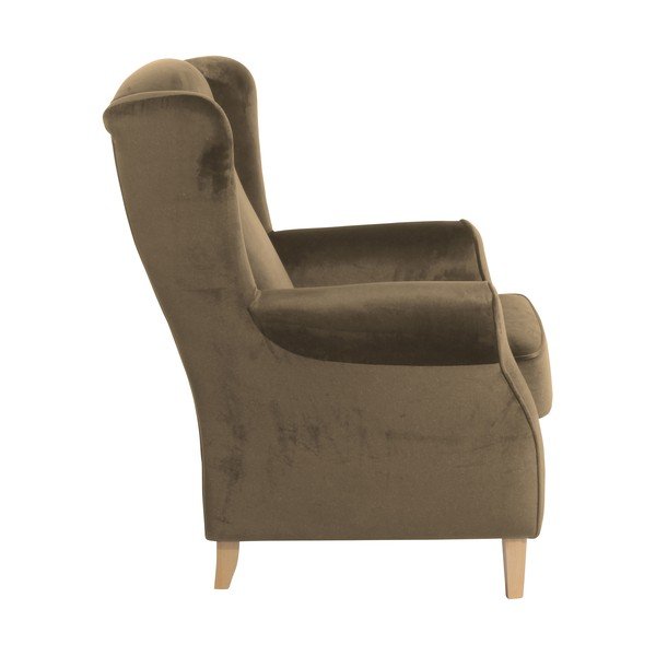 Hnědé křeslo ušák Max Winzer Lorris Velour Sahara-image-3