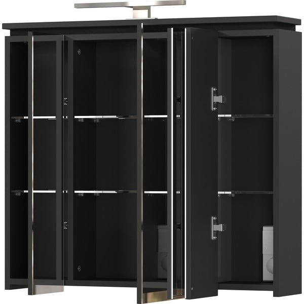 Antracitová koupelnová skříňka se zrcadlem a osvětlením 76x74 cm Modesto – Germania-image-2