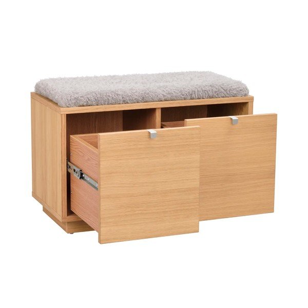 Botník v dekoru dubu s lavicí v šedo-přírodní barvě Confetti – Rowico-image-3