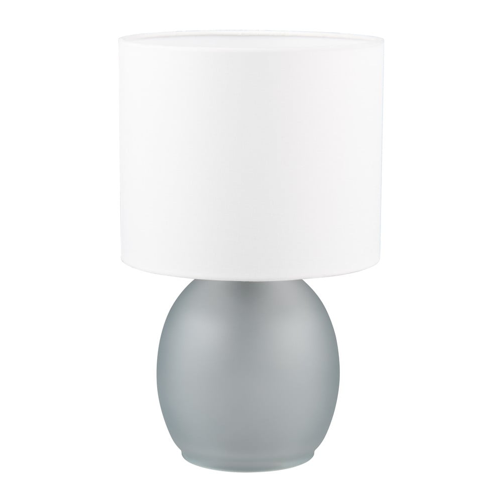 Stolní lampa v bílé a stříbrné barvě s textilním stínidlem (výška 29 cm) Vela – Trio