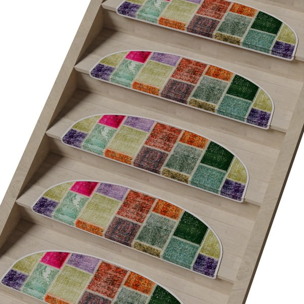 Nášlapy na schody v sadě 16 ks 20x65 cm Patchwork – Vitaus-image-1