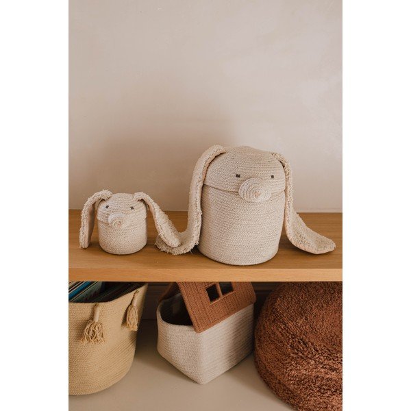 Krémový látkový dětský koš na hračky ø 15x15 cm Mini Rita the Rabbit – Lorena Canals-image-1
