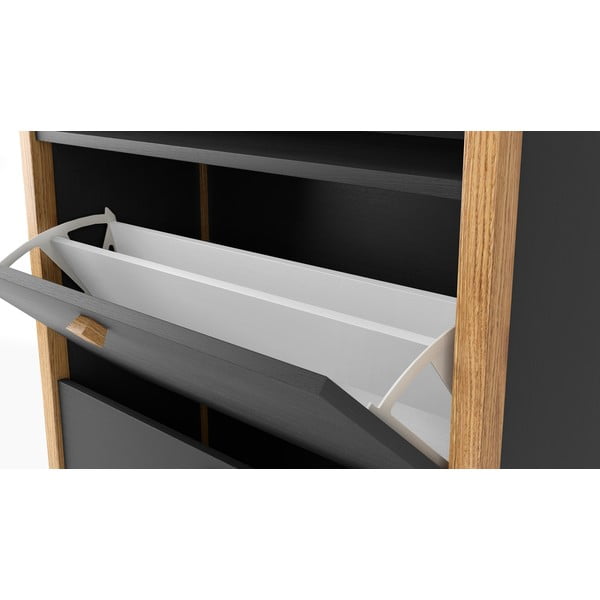 Tmavě šedý botník se dvěma zásuvkami Woodman Bode-image-4