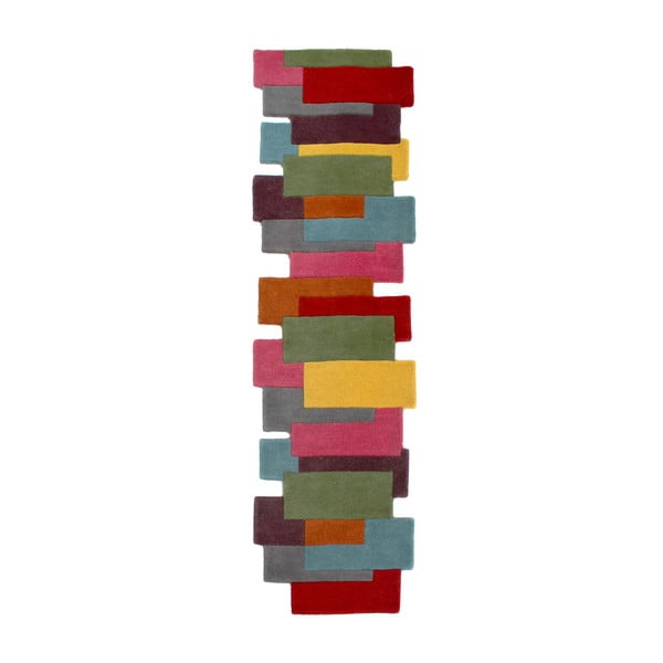 Barevný vlněný běhoun Flair Rugs Collage, 60 x 230 cm