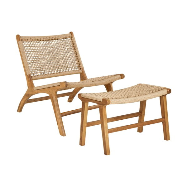 Křeslo s podnožkou s výpletem v přírodní barvě Derby – House Nordic