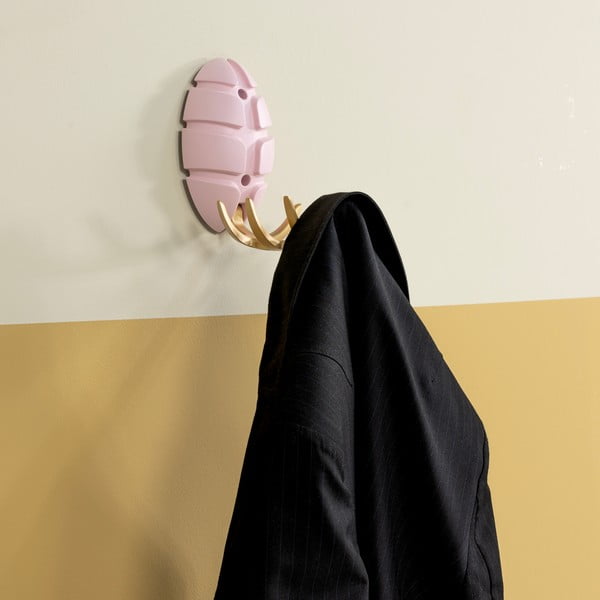 Světle růžový/ve zlaté barvě nástěnný plastový háček Bug – Spinder Design-image-1