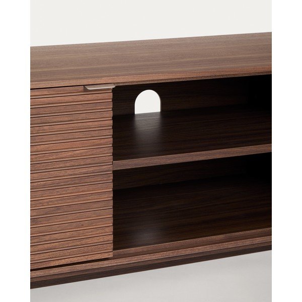 TV stolek v dekoru ořechu v tmavě přírodní barvě 150x46x40 cm Norlen – Kave Home-image-2