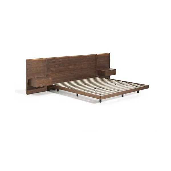 Hnědá dvoulůžková postel z březového dřeva s roštem 160x200 cm Norlen – Kave Home