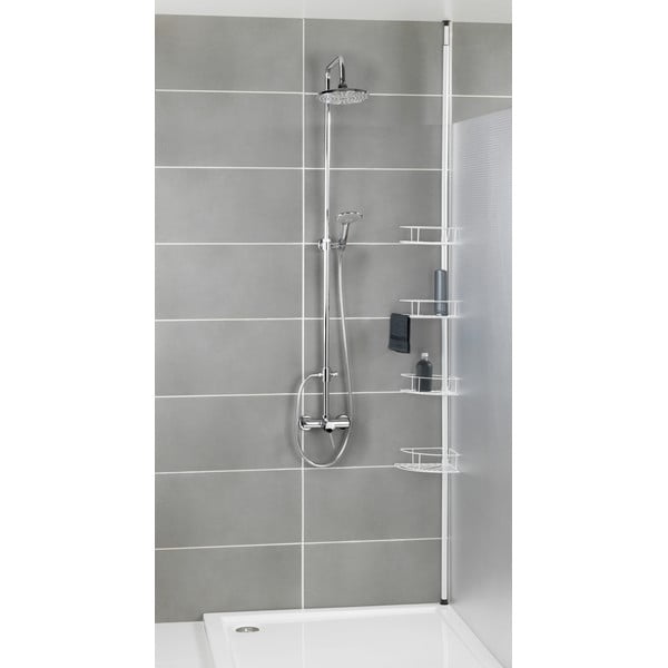 Bílá rohová teleskopická koupelnová polička z nerezové oceli Dolcedo – Wenko-image-1