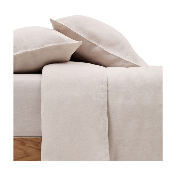Povlečení šedobéžové na dvoulůžko/prodloužené s příměsí lnu 260x240 cm Simmel – Kave Home-image-2