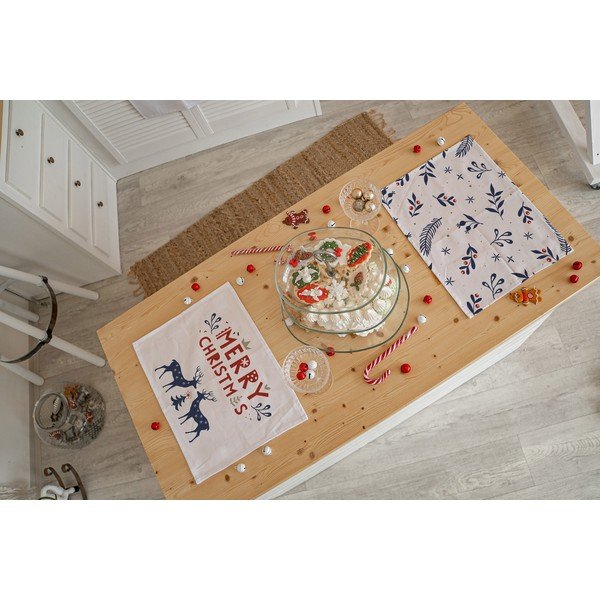 Vánoční látkové prostírání v sadě 2 ks 45x35 cm Merry Blue Christmas - Butter Kings-image-1