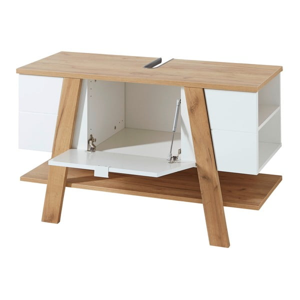 Bílá skříňka pod umyvadlo v dekoru dubu 111x67 cm Novolino - Germania-image-3