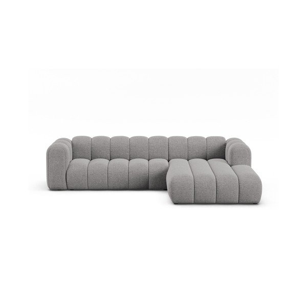 Šedá žinylková rohová pohovka (pravý roh/s lenoškou) Lupine – Micadoni 