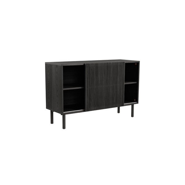 Černá skříňka v dekoru jasanu s posuvnými dveřmi 124x80x45 cm Sion – Jotex-image-2