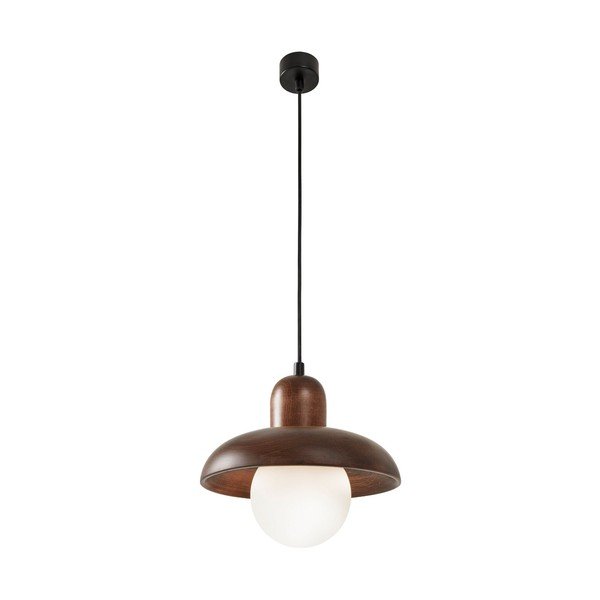 Hnědé závěsné svítidlo s dřevěným stínidlem ø 25 cm Elsa – Opviq lights