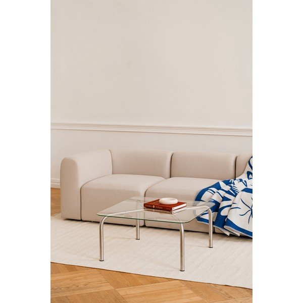 Konferenční stolek se skleněnou deskou ve stříbrné barvě 60x80 cm Uku – noo.ma-image-1