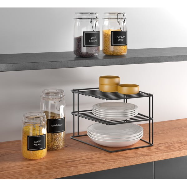 Černá přídavná polička z nerezové oceli 25x25 cm Palio – Metaltex-image-1