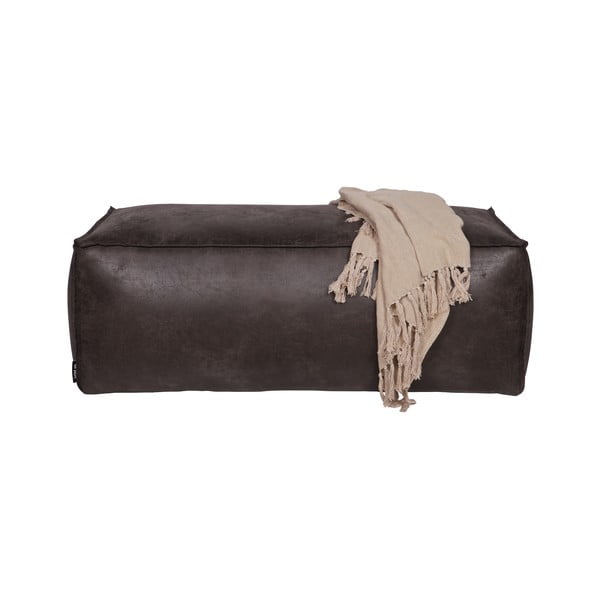 Černá podnožka z imitace kůže Rodeo – WOOOD-image-1