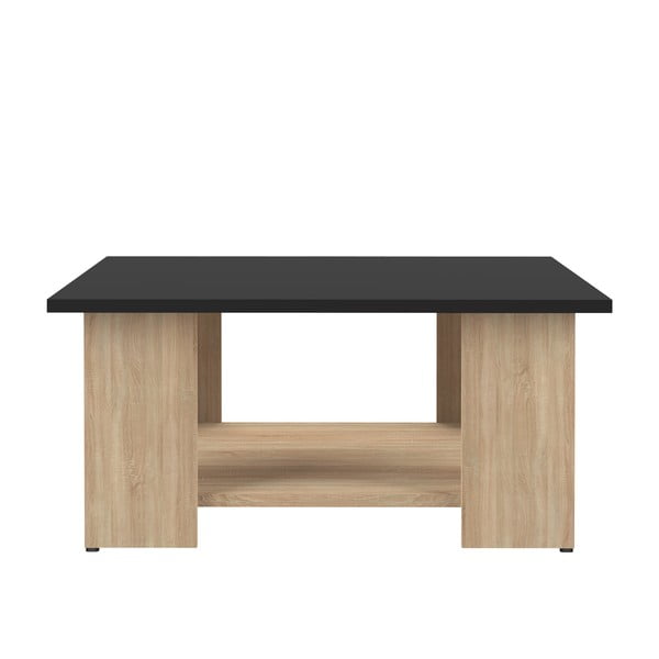 Konferenční stolek v dekoru dubu s černou deskou 67x67 cm Square - TemaHome