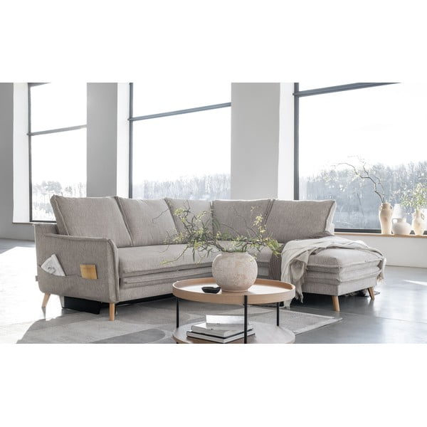 Béžová rozkládací rohová pohovka (pravý roh) Charming Charlie – Miuform-image-3