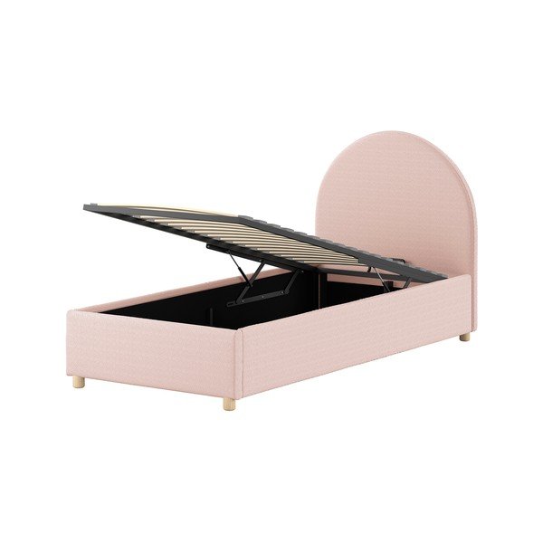 Růžová čalouněná jednolůžková postel s úložným prostorem s roštem 90x200 cm Moon – Vipack-image-4