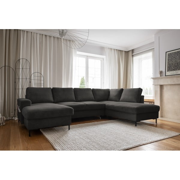 Tmavě šedá manšestrová rozkládací rohová pohovka (pravý roh) Lofty Lilly – Miuform-image-3