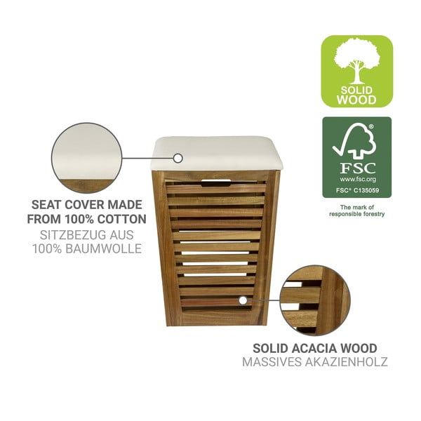 Dřevěný koš na prádlo v tmavě přírodní barvě 55 l Fondi – Wenko-image-2