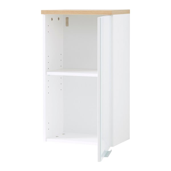 Bílá přírodní závěsná koupelnová skříňka v dekoru dubu 39x69 cm Pescara – Germania-image-2