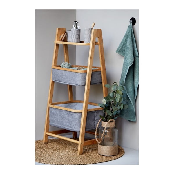 Šedo-hnědý bambusový koupelnový regál 44x91 cm Bahari – Wenko-image-3