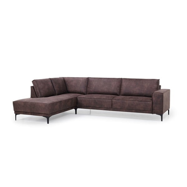 Hnědá rohová pohovka z imitace kůže (levý roh) Copenhagen – Scandic-image-2