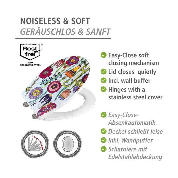 Záchodové prkénko s automatickým zavíráním 37 x 44,5 cm Rollin'Art Full Bloom – Wenko-image-4