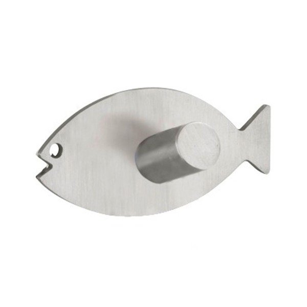 Samodržící nástěnný háček ve stříbrné barvě Wenko Fish-image-1