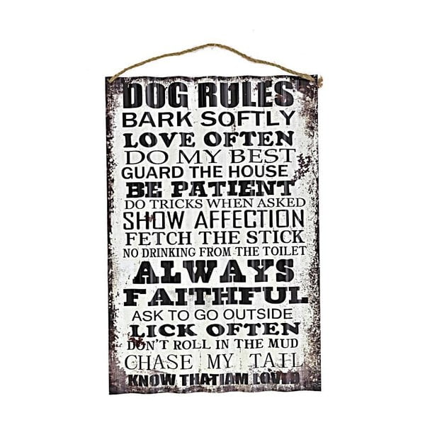 Nástěnná cedule Dog Rules, 40x60 cm
