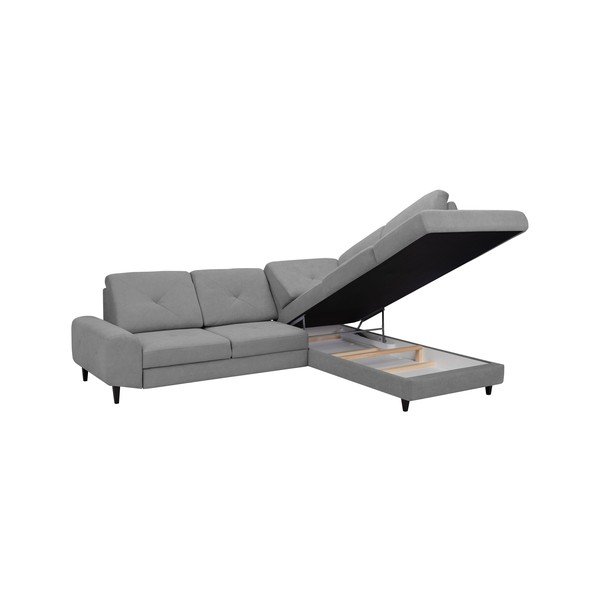 Světle šedá rohová rozkládací pohovka s úložným prostorem Windsor & Co Sofas, pravý roh Beta-image-4